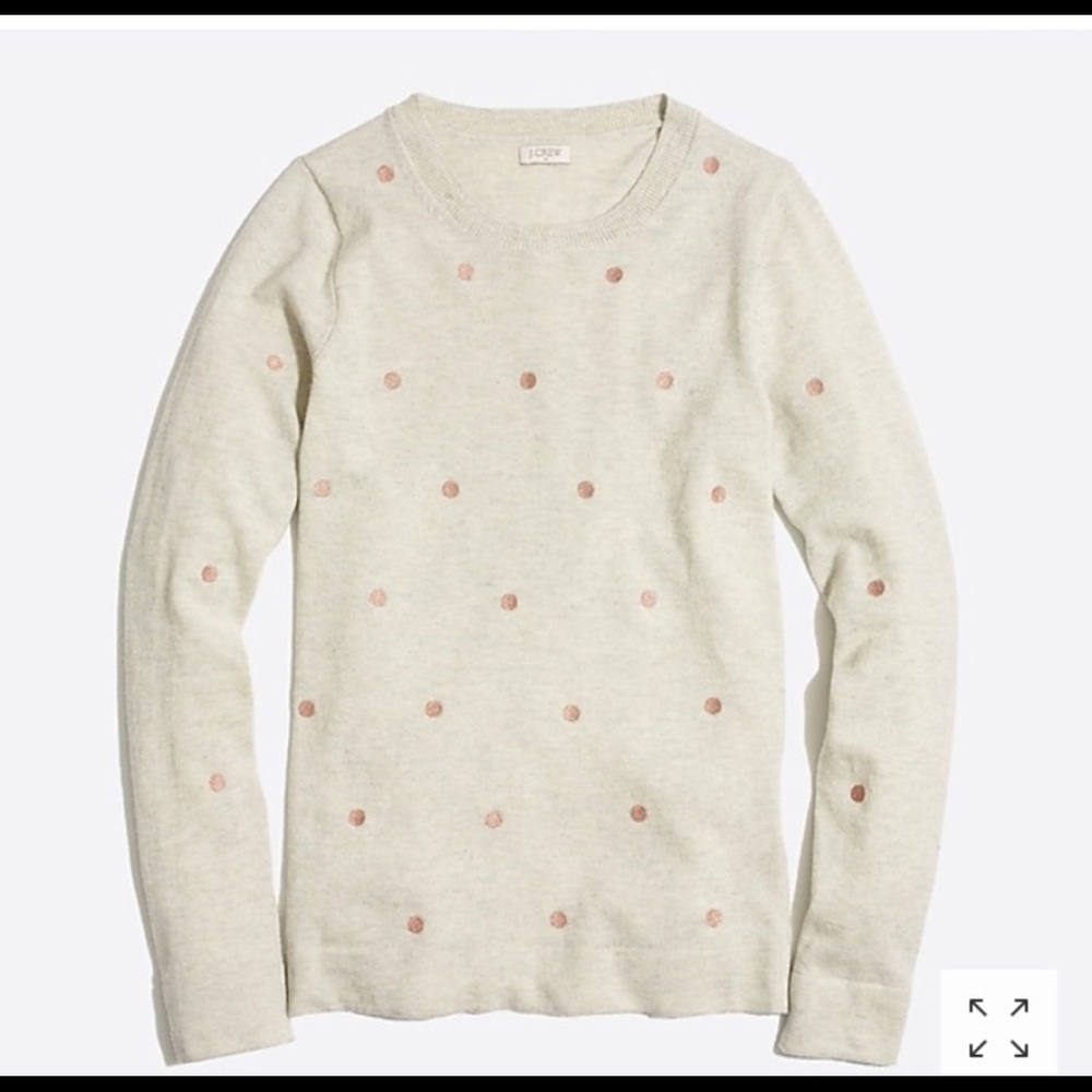 J Crew Cream and Gold Polka Dot Sweater XS